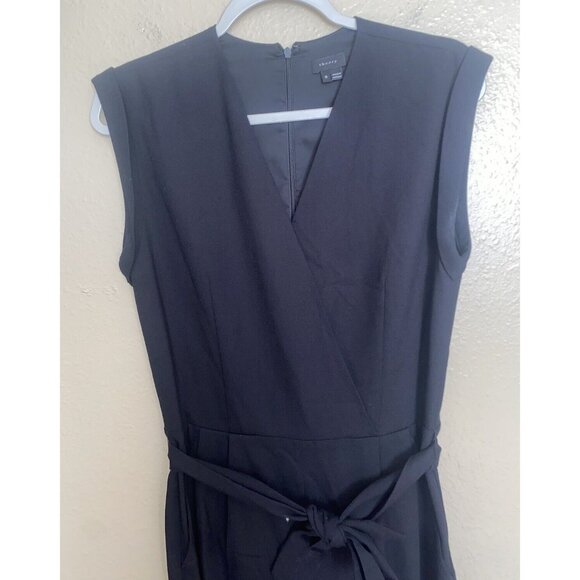 Theory Wool Blend Sleeveless Jumpsuit Black Size 6 Wrap Front Zipper - Picture 2 of 10